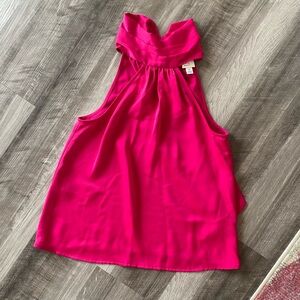 A New Day Pink Satin Halter Tie Neck Top